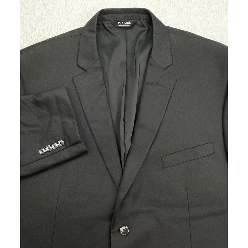 Jos A Bank Blazer Mens 50R Black 100% Wool 2-Button Single Breast Tailored Fit